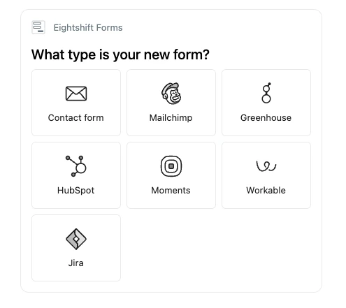 Form Type Picker screen